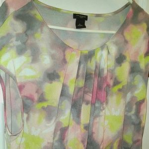 Pleated neckline Multi color cap sleeve